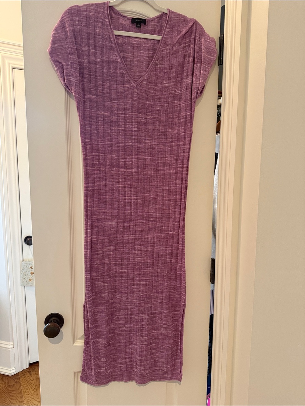 J. Crew Lavender Ribbed V-Neck Midi Dress